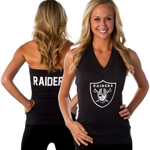 All Sport Couture Oakland Raiders Women's Blown Cover Halter Top - Black